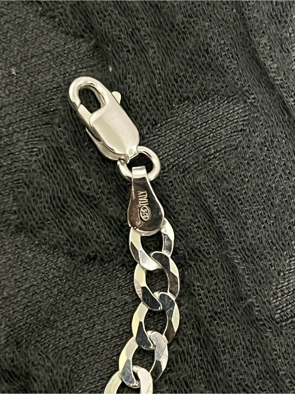 Shiny Silver Cuban Link Chain Necklace